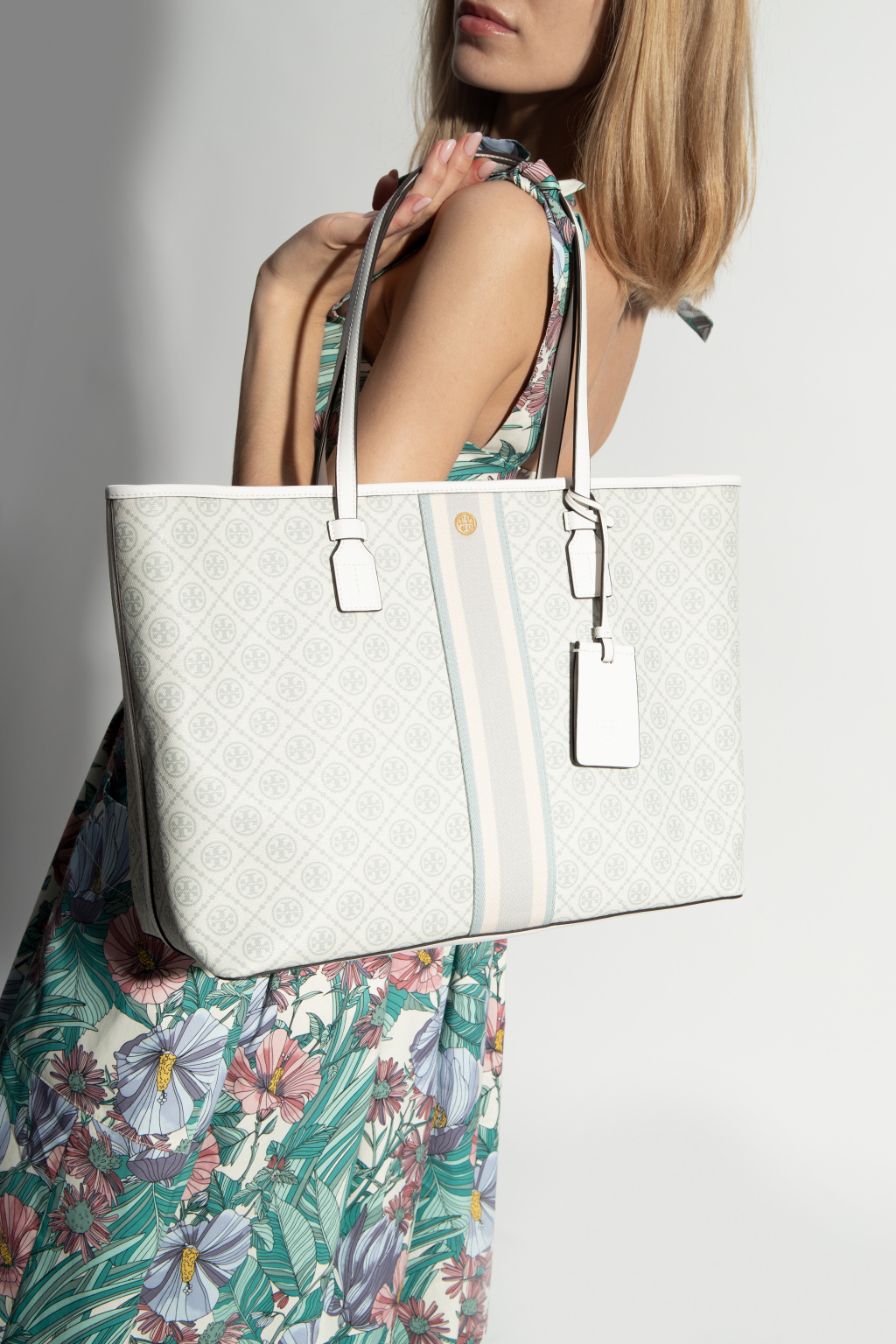 IetpShops | Gucci Pink Orange Coated Canvas Montecarlo Tote Bag | Tory Burch  'Monogram' shoulder bag | Women's Bags