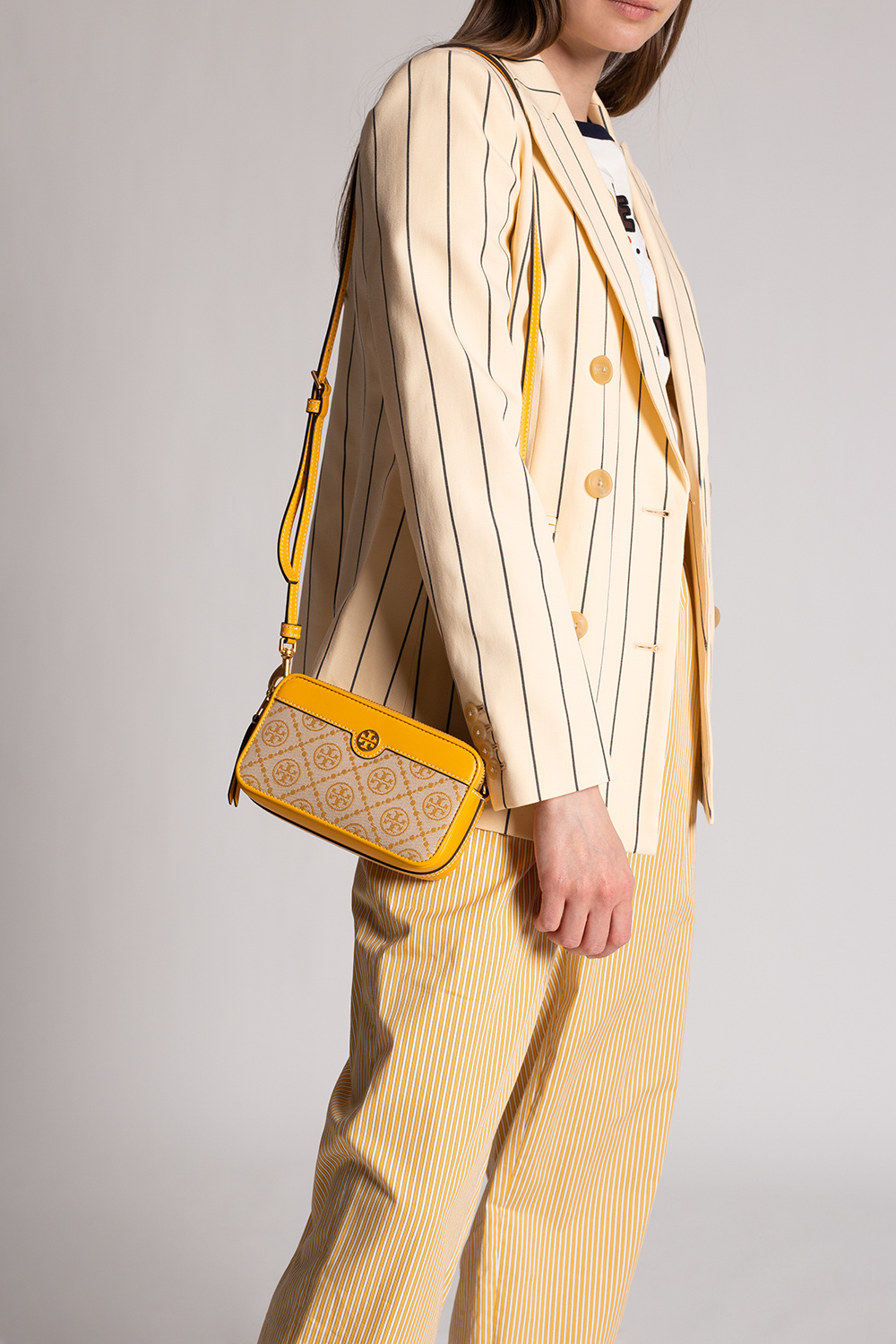 Tory Burch T Monogram Jacquard Mini Shoulder Bag in Yellow