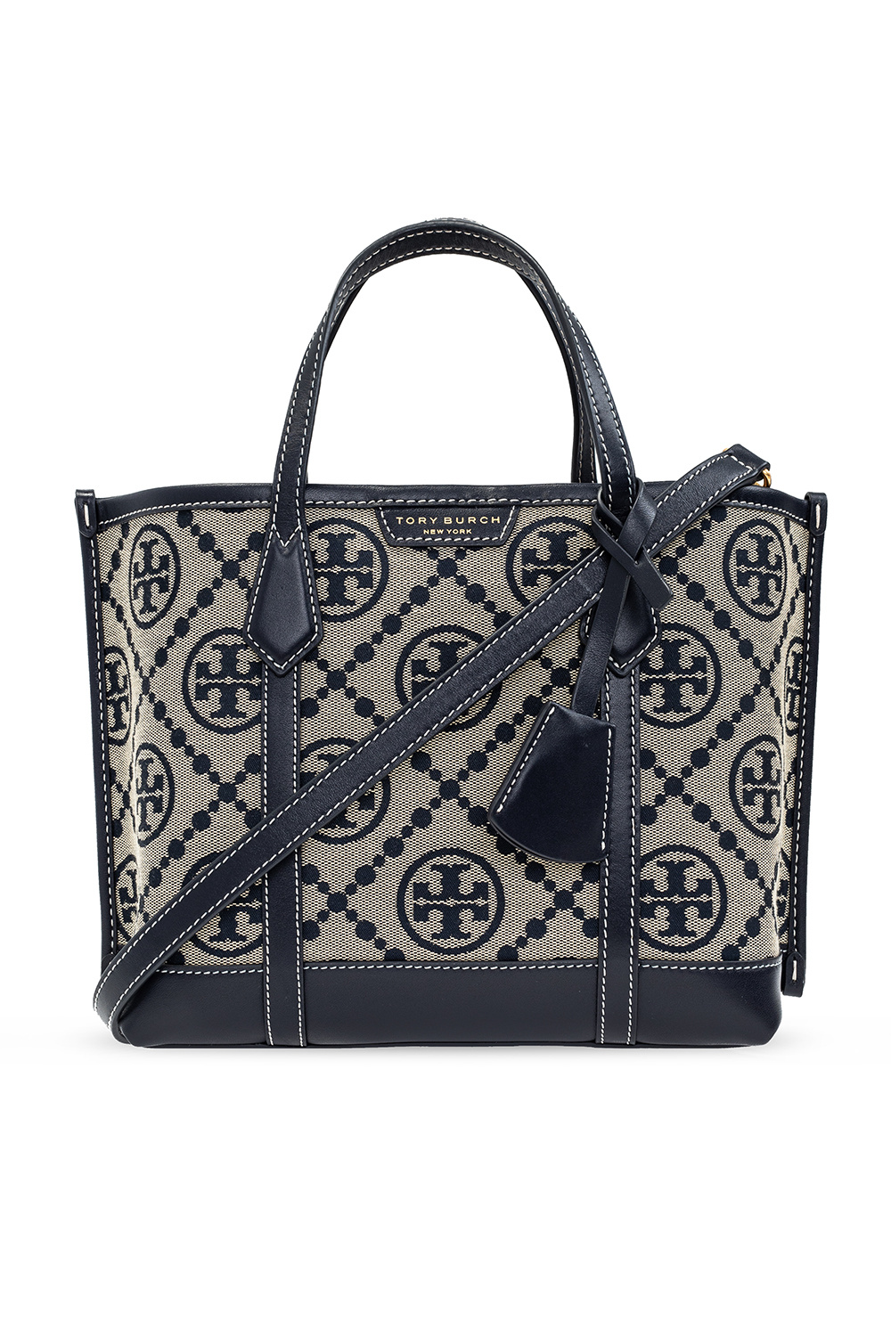 Tory Burch Perry T Monogram Triple Compartment Tote Bag - Royal Navy