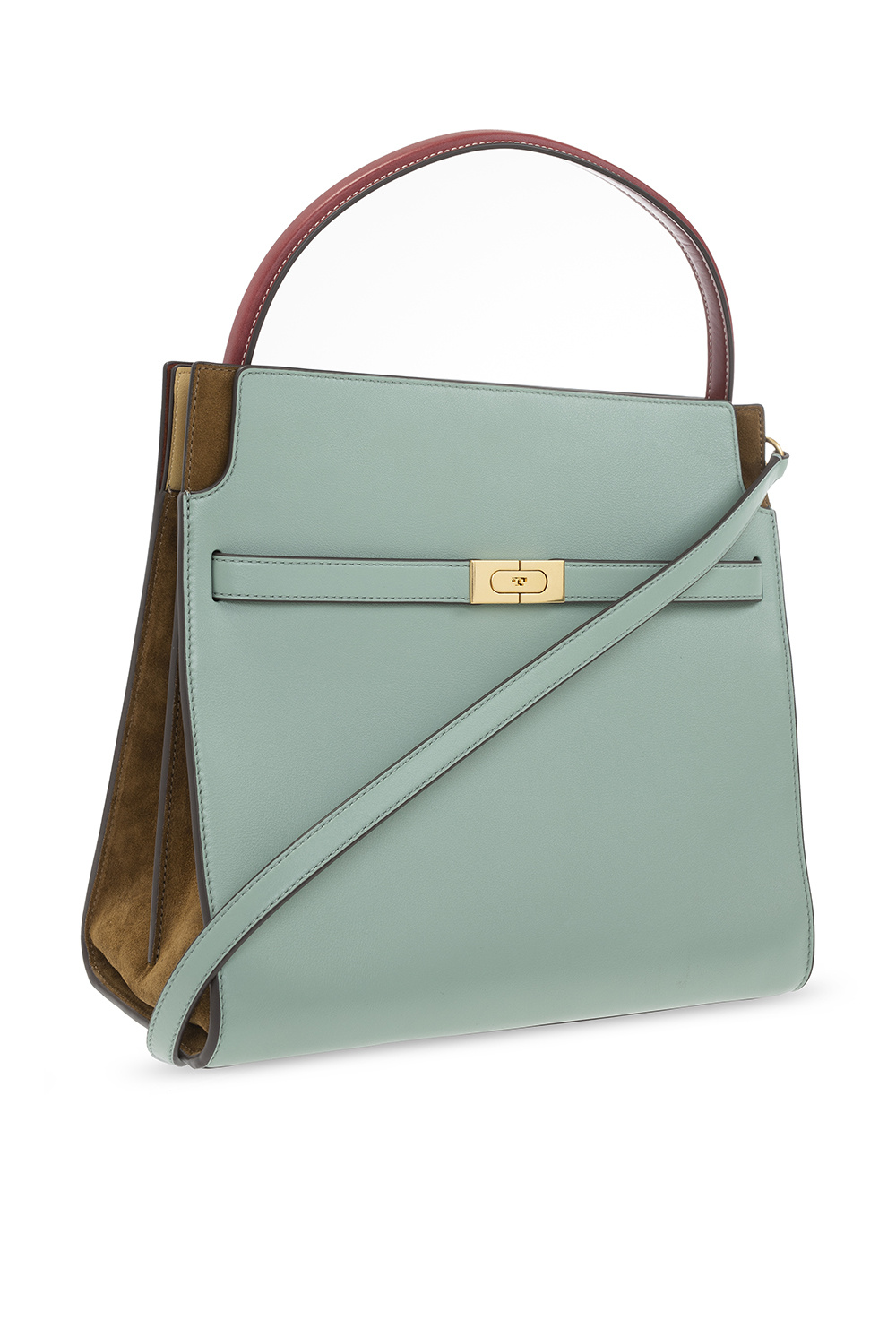 Tory Burch Green/Brown Leather and Suede Small Lee Radziwill Double Bag  Tory Burch