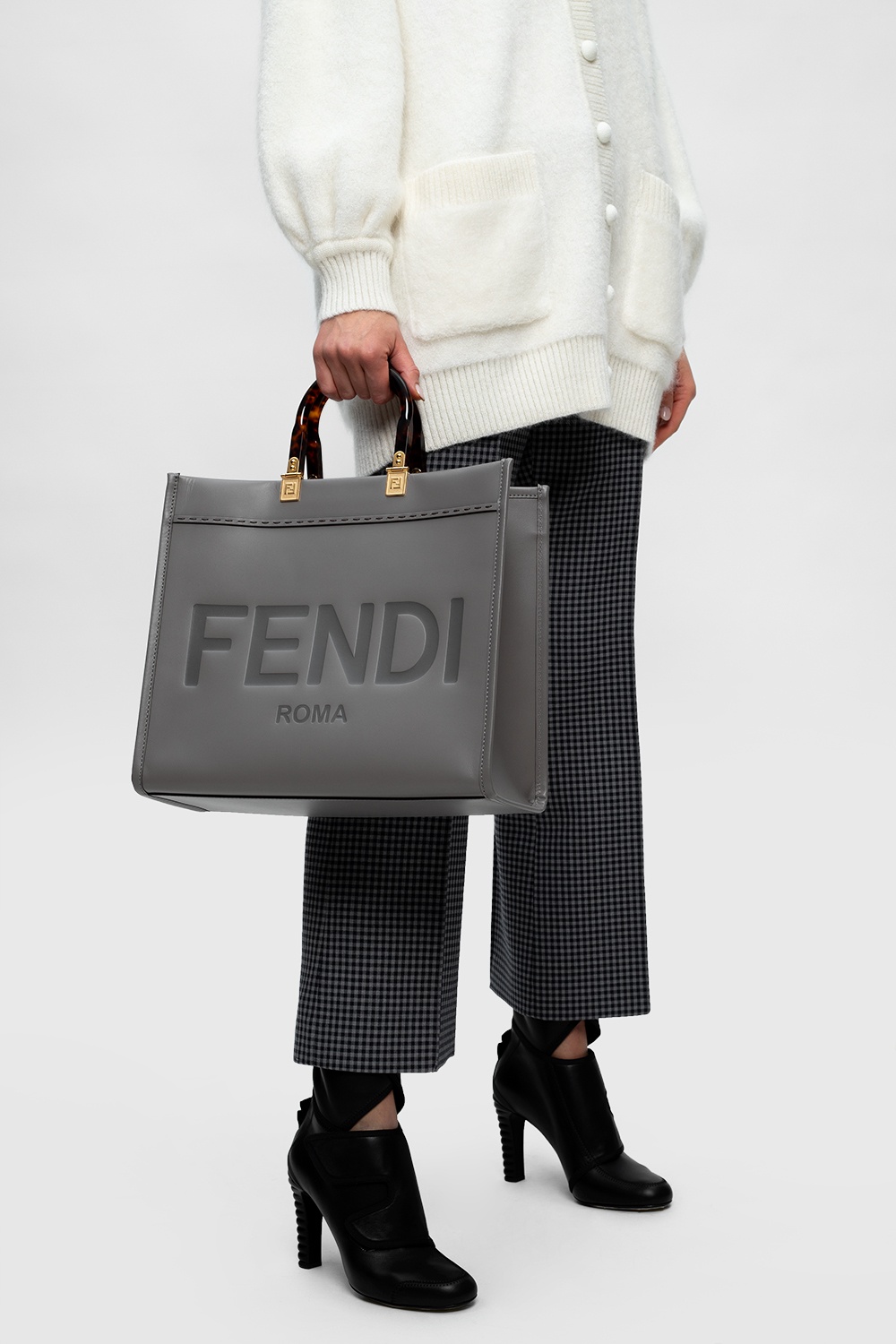 Fendi Sunshine Medium - Black leather shopper