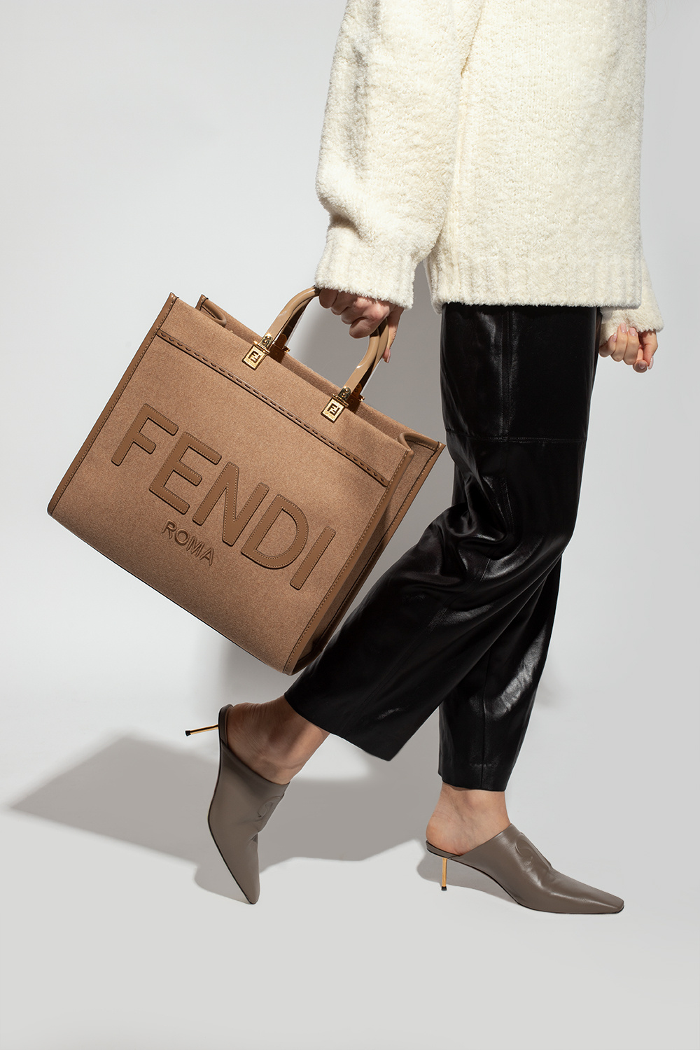 IetpShops Ireland - Brown 'Sunshine Medium' shopper bag Fendi FENDIRAMA - Fendi  FENDIRAMA Loafers for Women