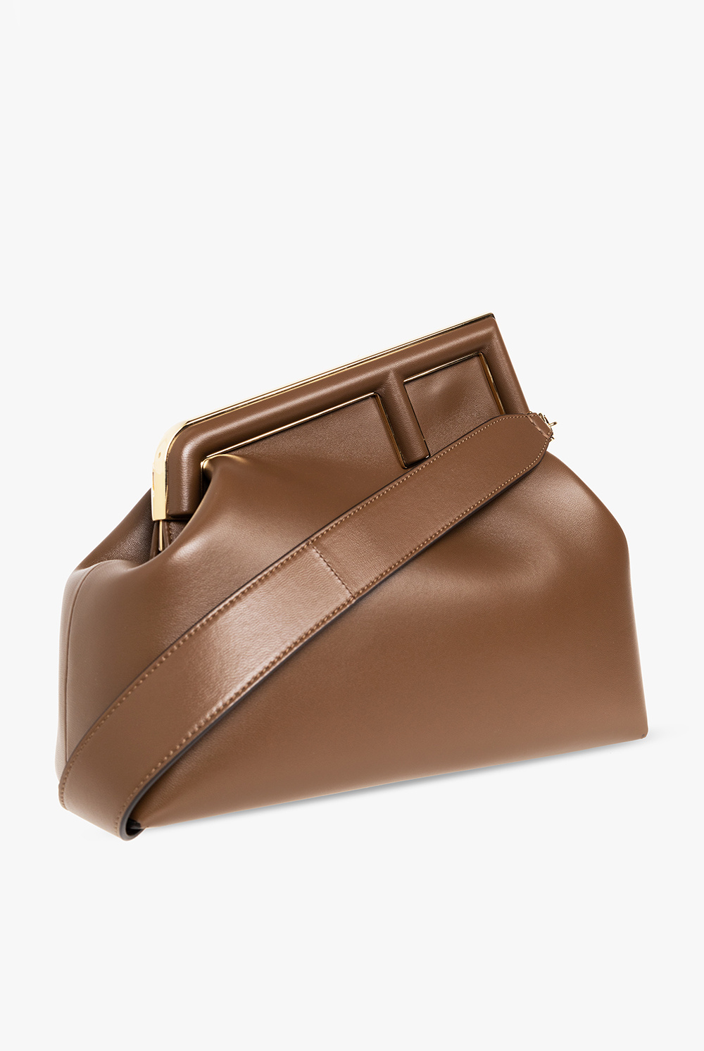 Fendi First Medium Leather Shoulder Bag Women's Brown