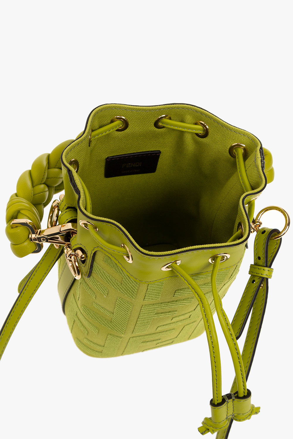 Fendi Mon Tresor Mini Canvas Bucket Bag in Green