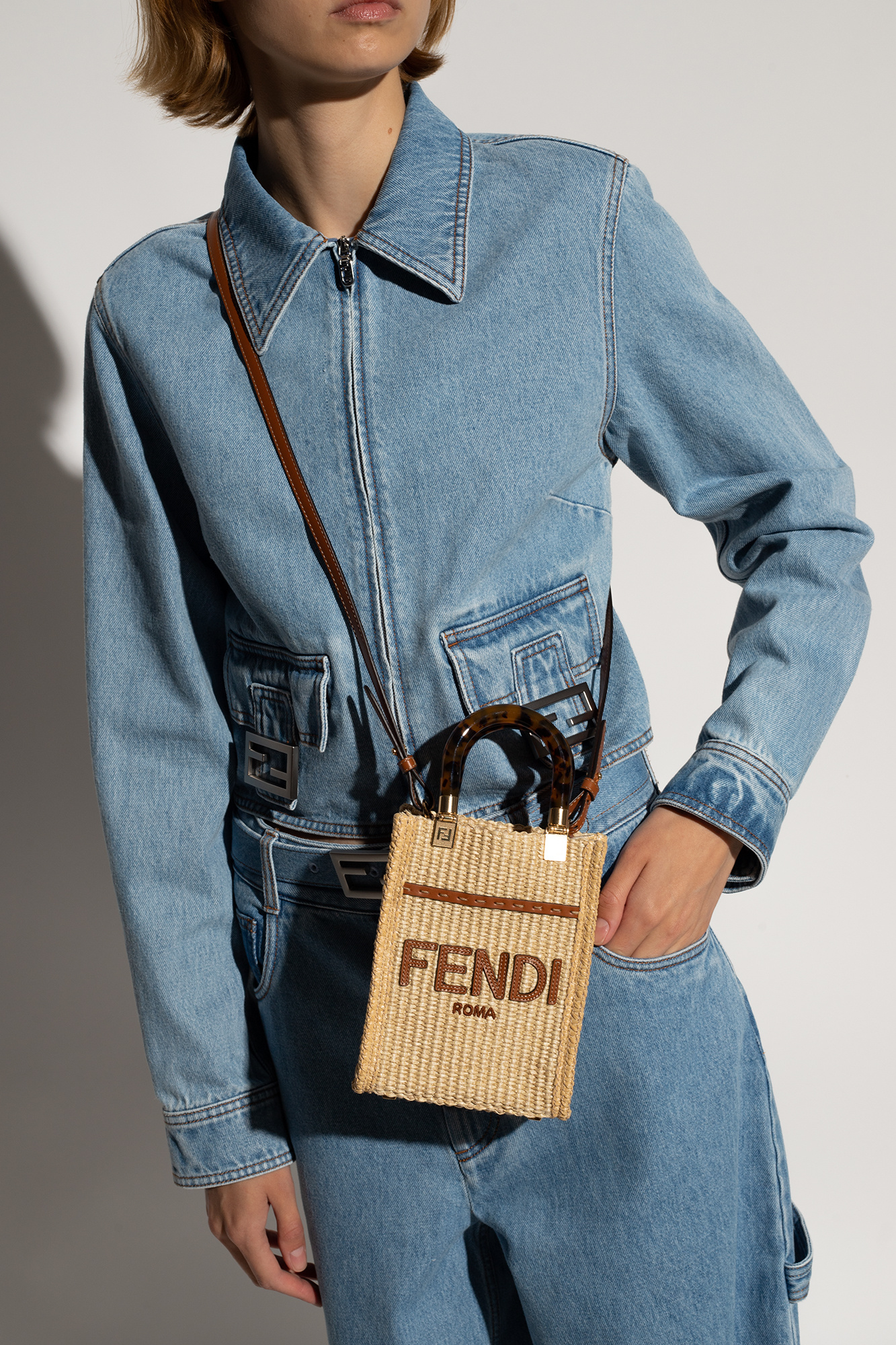 Fendi Sunshine Shopper Mini Crossbody Bag
