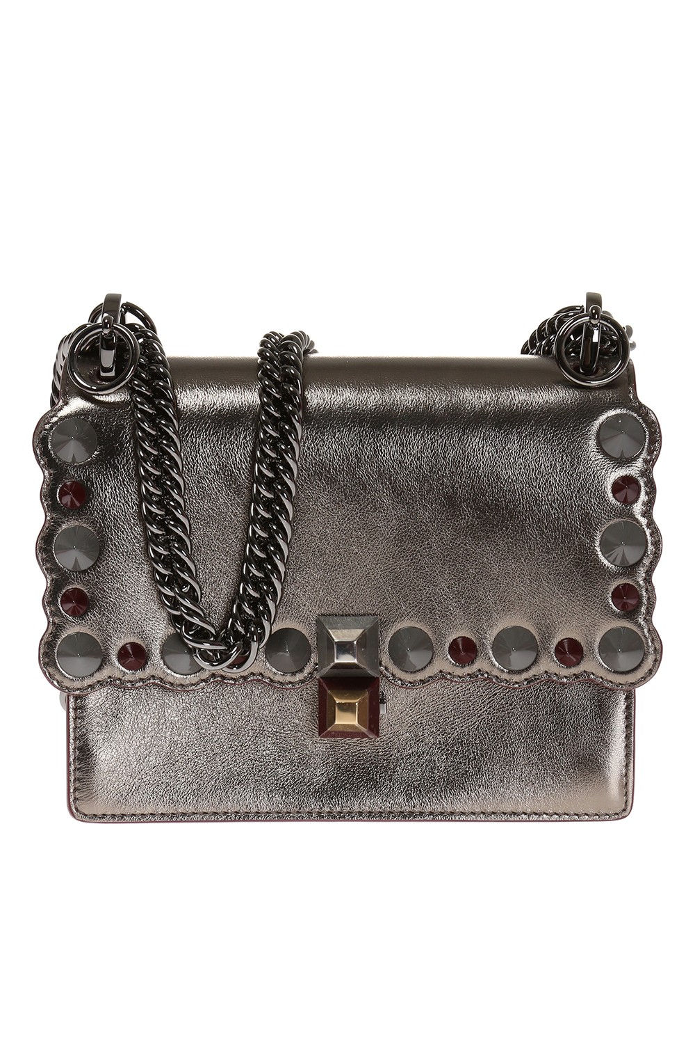 Fendi Bag, Gold Kan I Mini Metallic Studded Chain Shoulder Strap