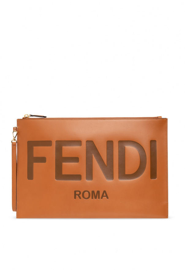 fendi milan Leather pouch with logo
