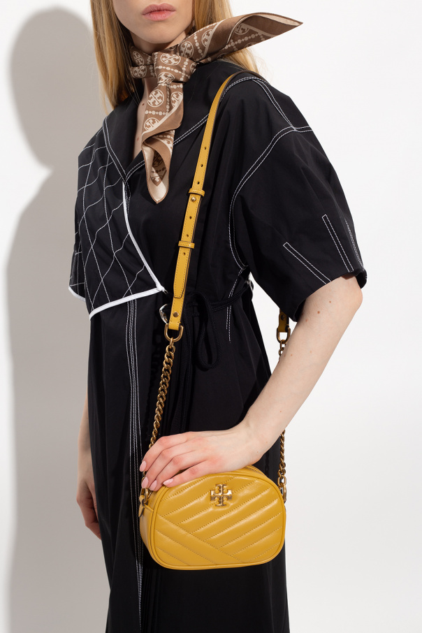 Tory Burch Mini Kira Leather Flap Bag in Natural