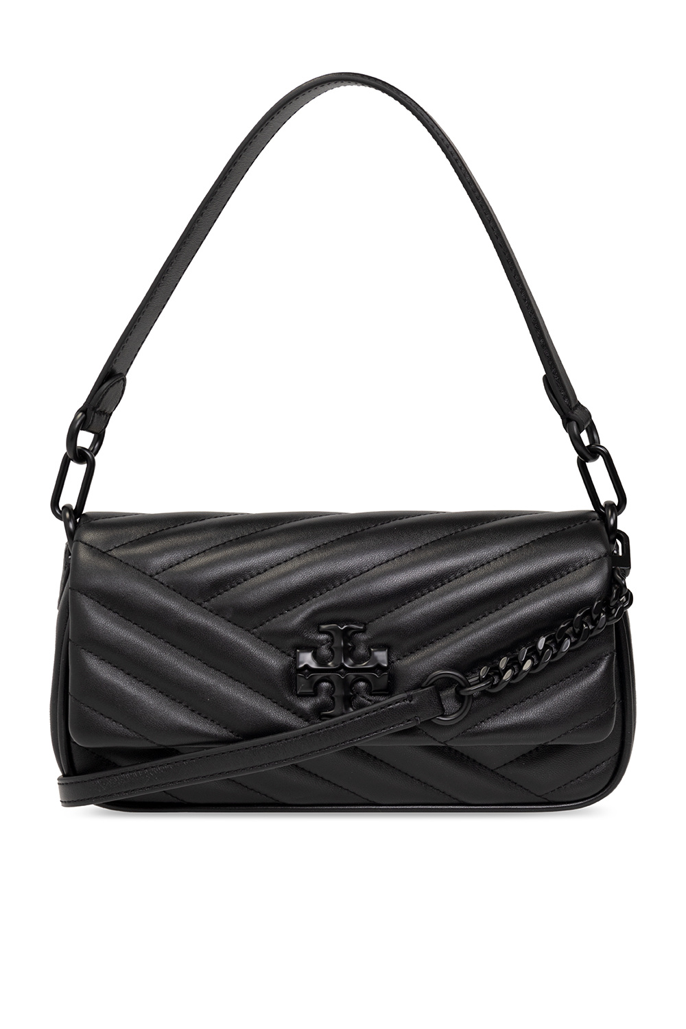 Tory Burch Tory Burch Kira Small Chevron Shoulder Bag In Gray Quilted  Leather Grey: Handbags
