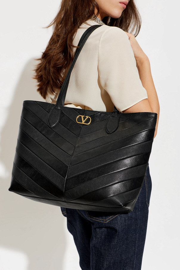 Valentino Garavani Leather logo shopper