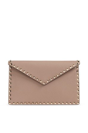 Studded leather clutch