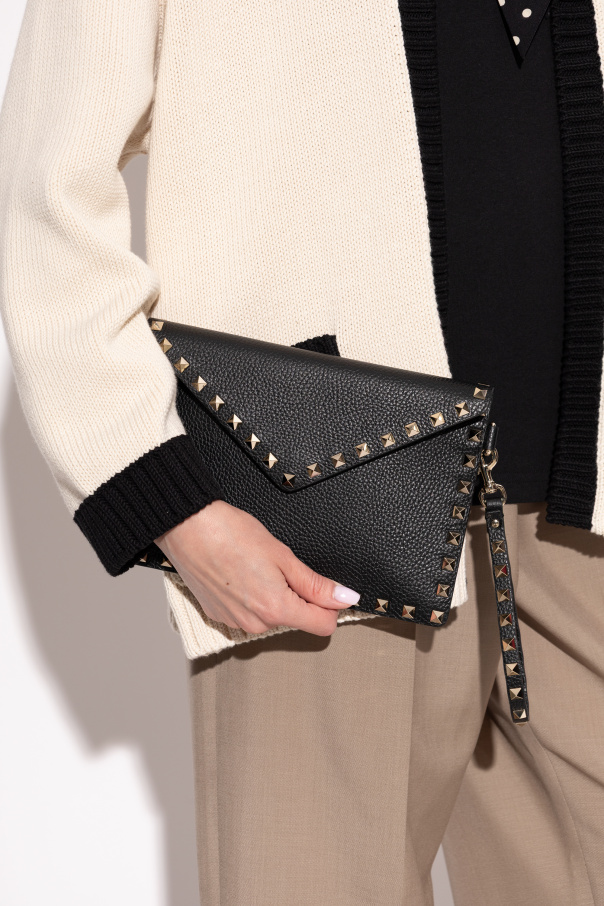 Valentino Garavani Leather studded clutch