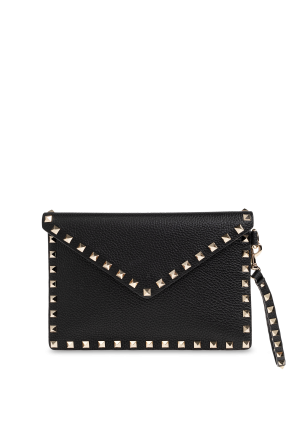 Leather studded clutch