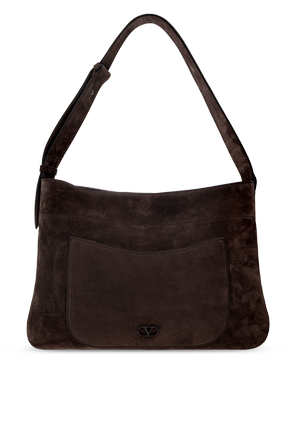 Suede bag with logo