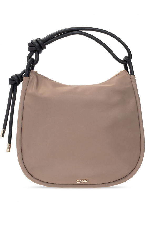 Ganni brown prada tessuto reversible satchel bag