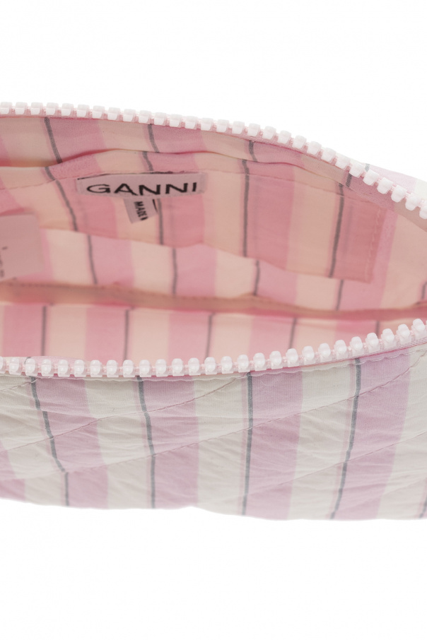 Ganni Striped wash bag