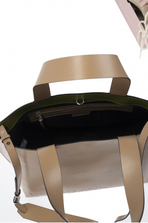 Ganni Leather shopper messenger bag