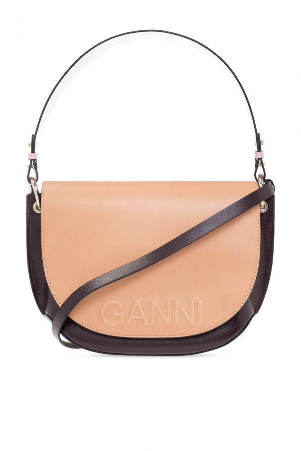 Ganni logo-patch messenger bag Trendy Green