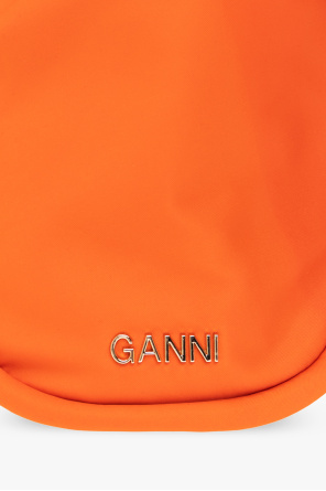 Ganni Shoulder tweed bag with logo