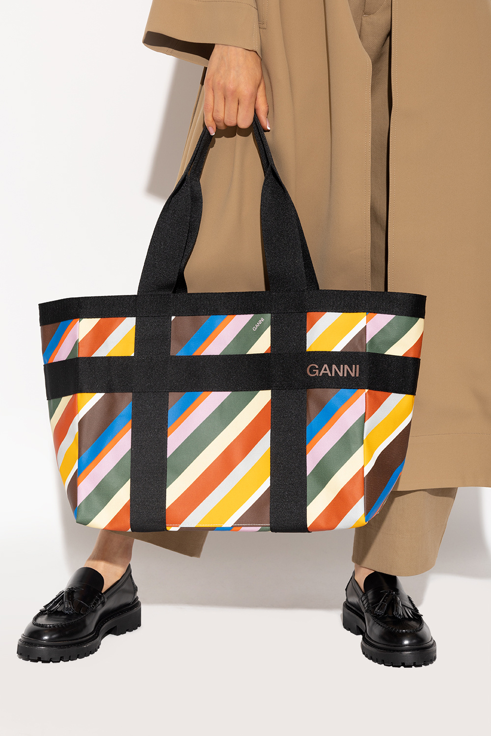 Ganni Patterned shopper backpack bag