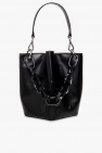 Womans Twist Sm Black Leather Crossbody Bag With Logo Print