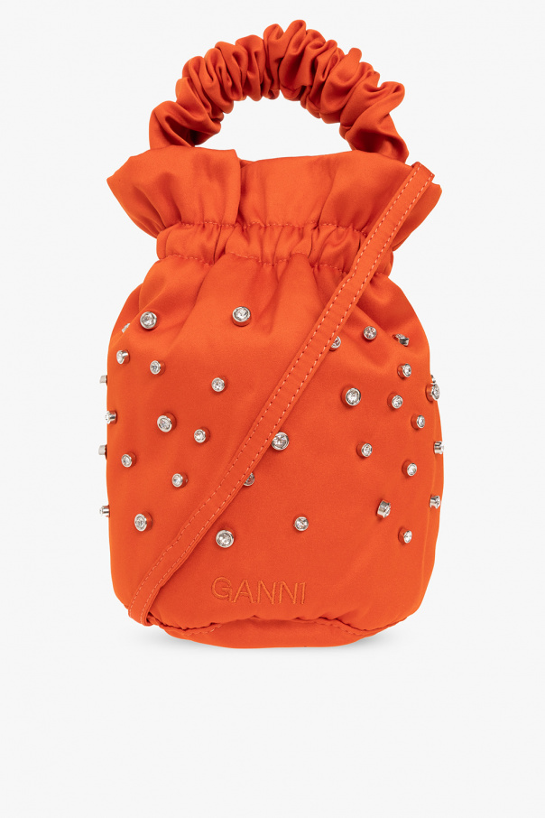 Ganni Greca-print leather backpack