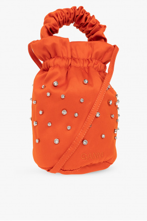 Ganni Greca-print leather backpack