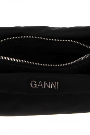 Ganni Shoulder velvet bag with logo