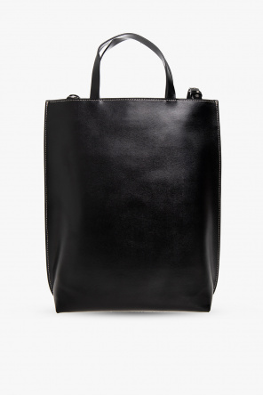 Ganni Leather shopper abstract-pattern bag