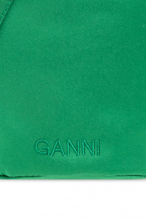 Ganni Satin shoulder python-print bag
