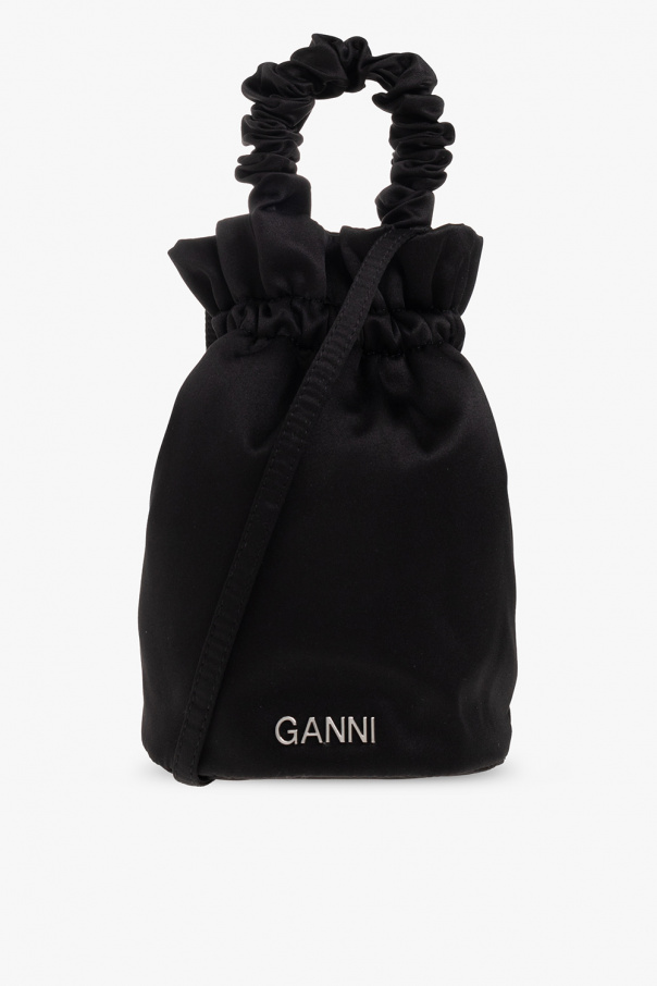 Ganni Red Drummed Calfskin Leather Nano Luggage Bag