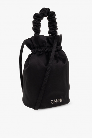 Ganni Red Drummed Calfskin Leather Nano Luggage Bag