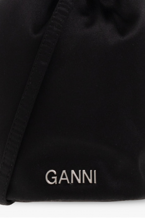 Ganni Red Drummed Calfskin Leather Nano Luggage Bag