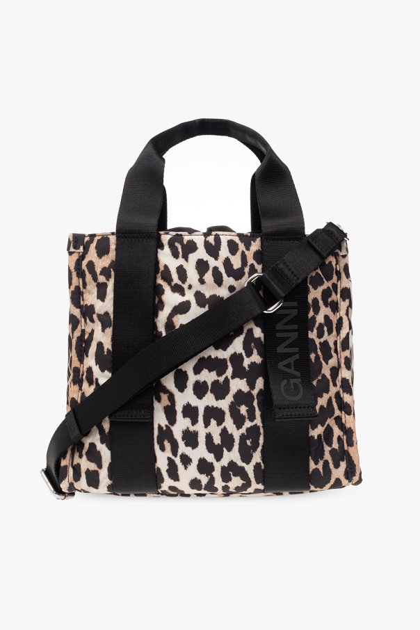 Ganni Shoulder bag with leopard print