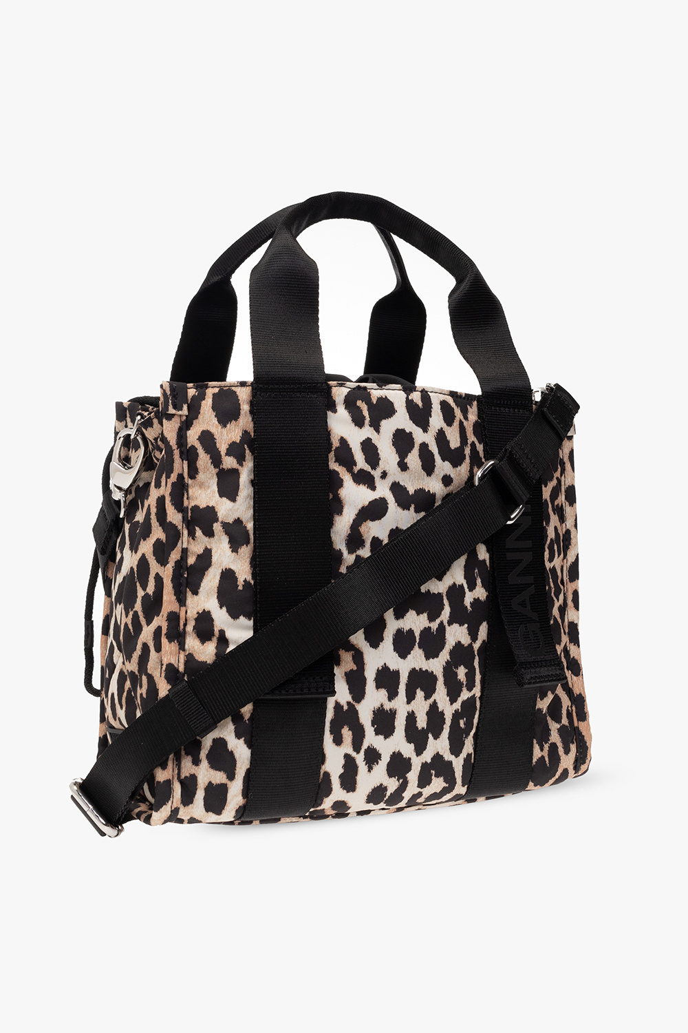 Ganni Shoulder bag with leopard print