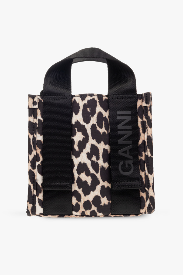 Ganni Shoulder bag with leopard Ultraviolet
