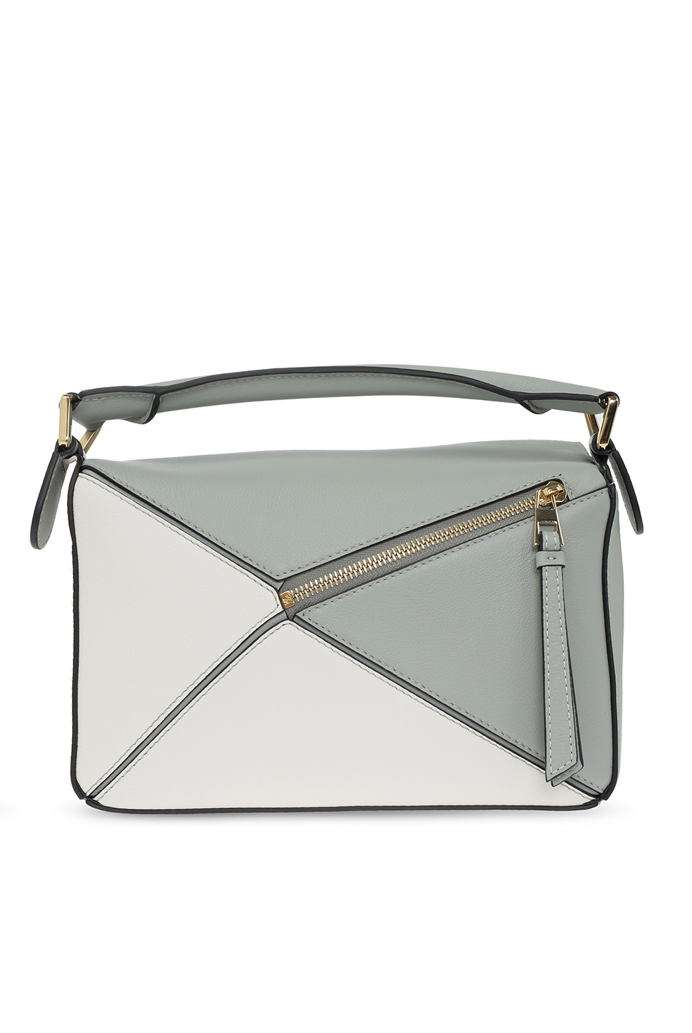 LOEWE Puzzle Mini Bag Ash Grey/Marble Green in Leather with Gold-tone - US