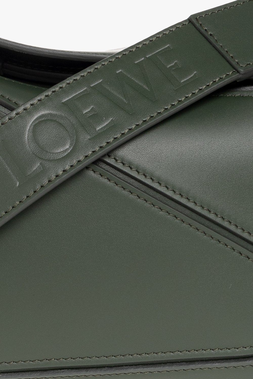 LOEWE Puzzle Bag Small Dark Khaki Green in Classic Calfskin with Gold-tone  - US