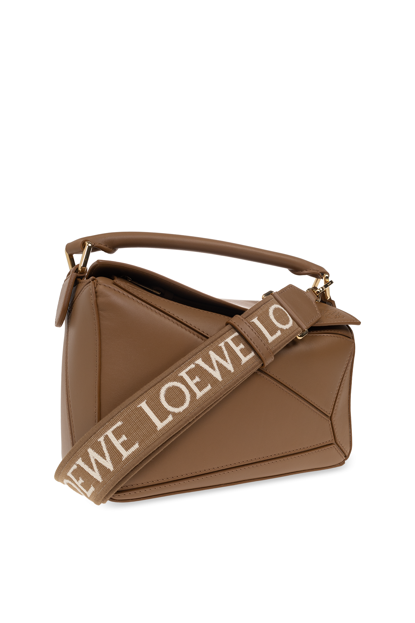 Puzzle Small Leather Shoulder Bag in Beige - Loewe