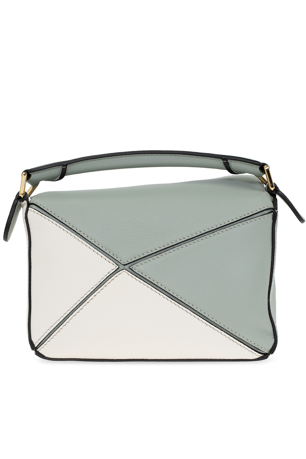 LOEWE Puzzle Mini Bag Ash Grey/Marble Green in Leather with Gold-tone - US