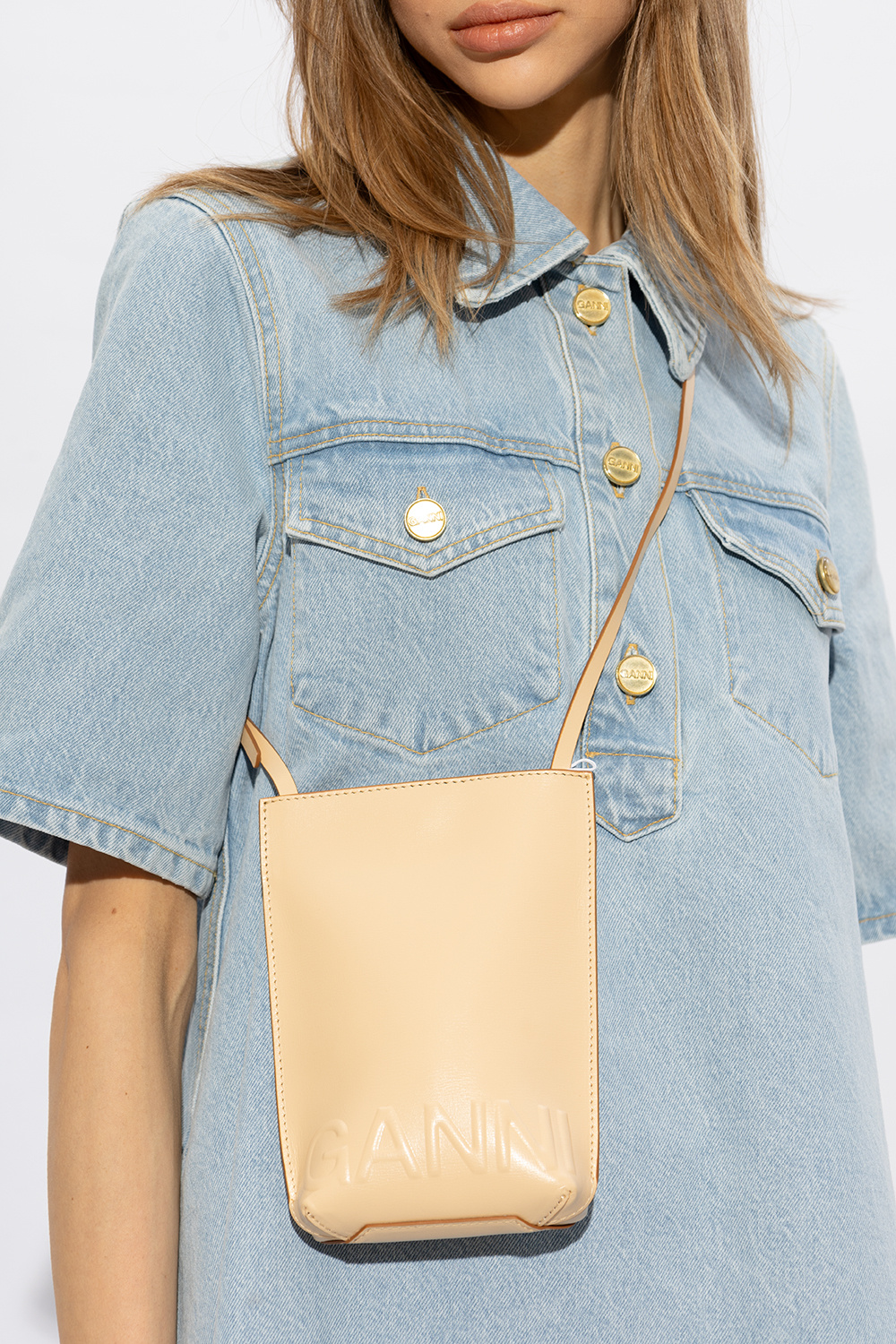 Ganni First leather shoulder bag