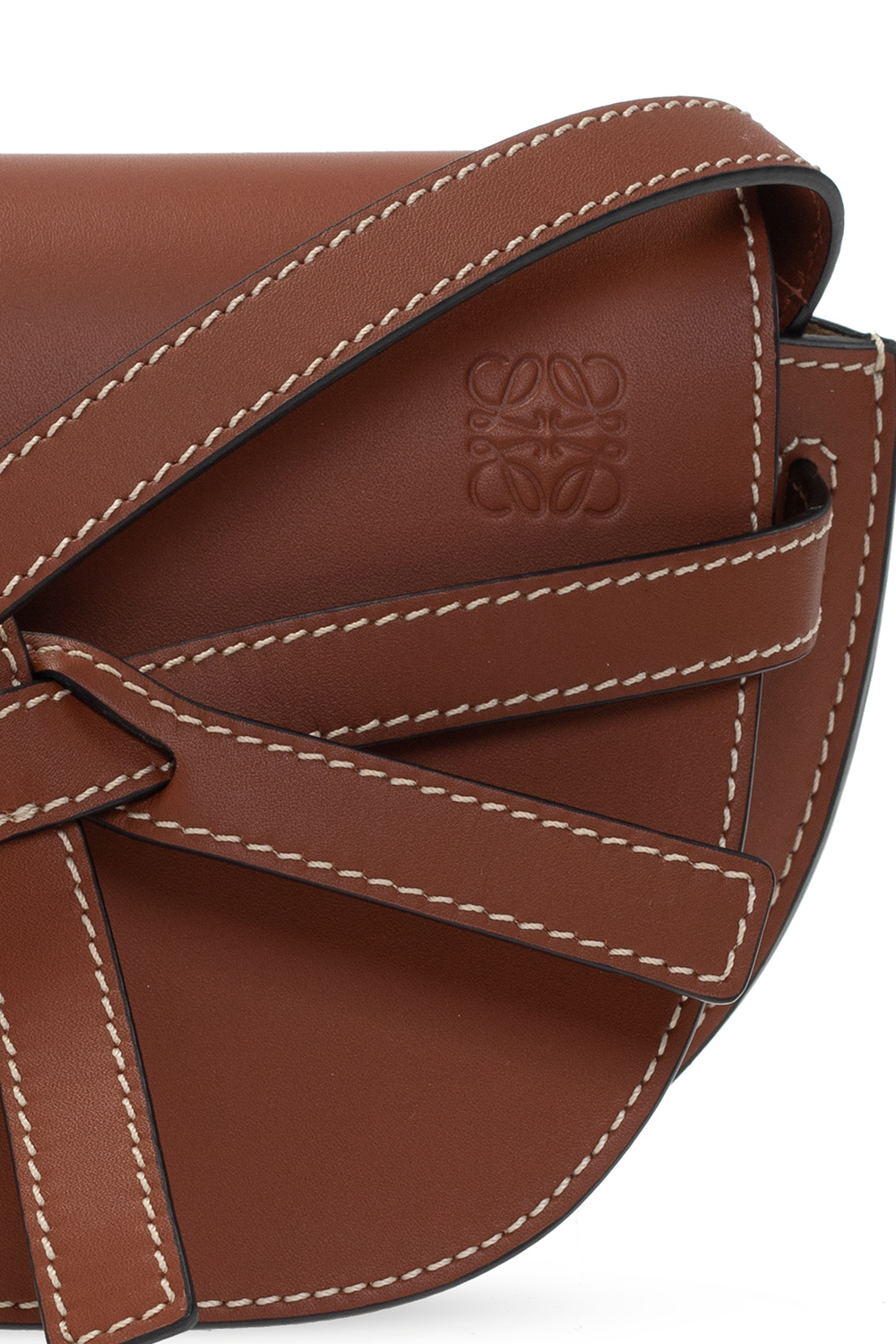 Loewe Gate Pocket Leather Shoulder Bag In Rust Color