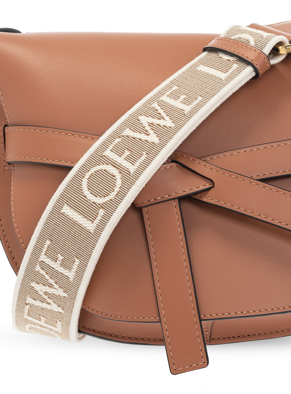 Brand New Loewe Bucket Gate shoulder bag in gold calfskin