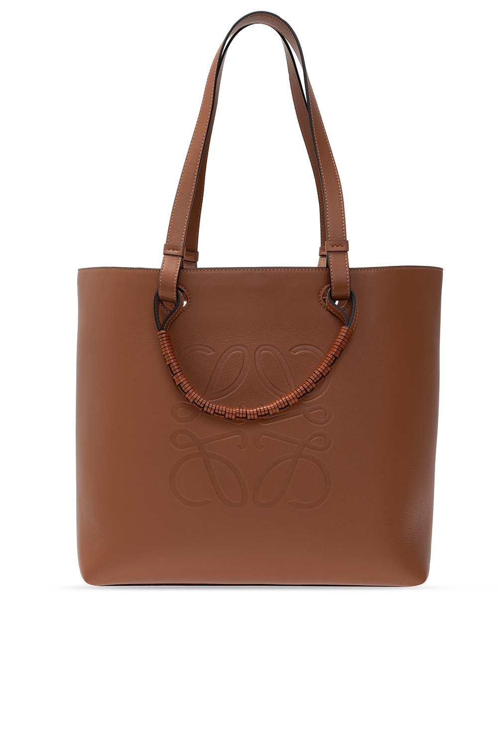 Loewe Women’s Small Anagram Cut-Out Tan Calfskin Leather Tote Bag