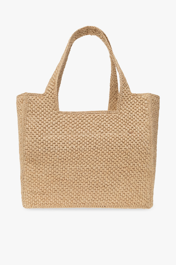 For paula's Ibiza Small Leather-trimmed Woven Raffia -  Denmark