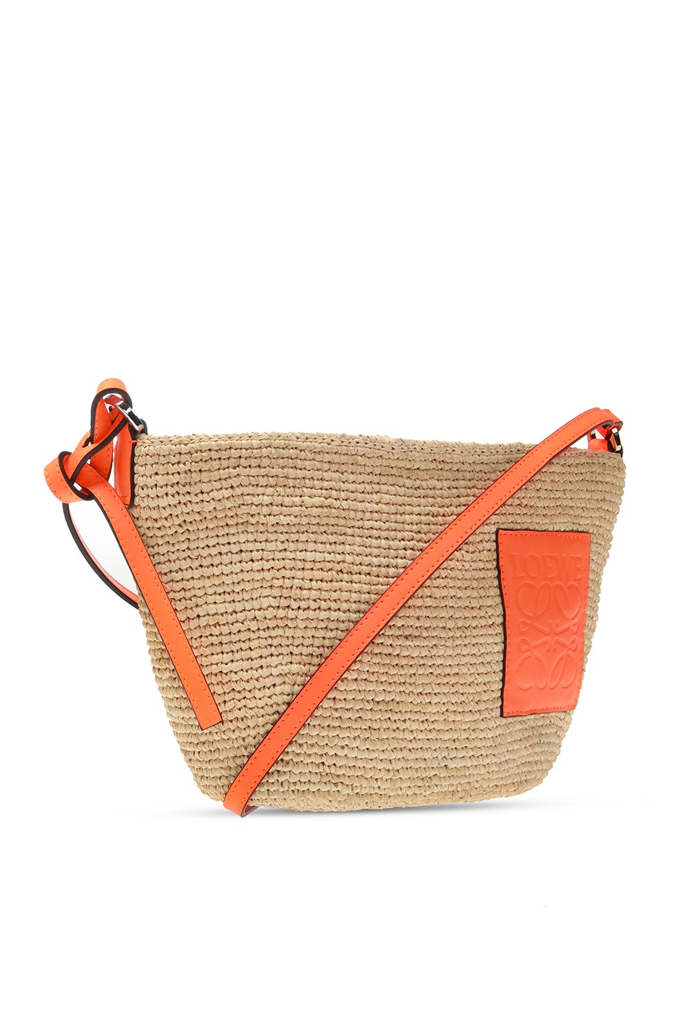 Loewe Beige/Orange Paula's Ibiza Raffia and Leather Crossbody Bag