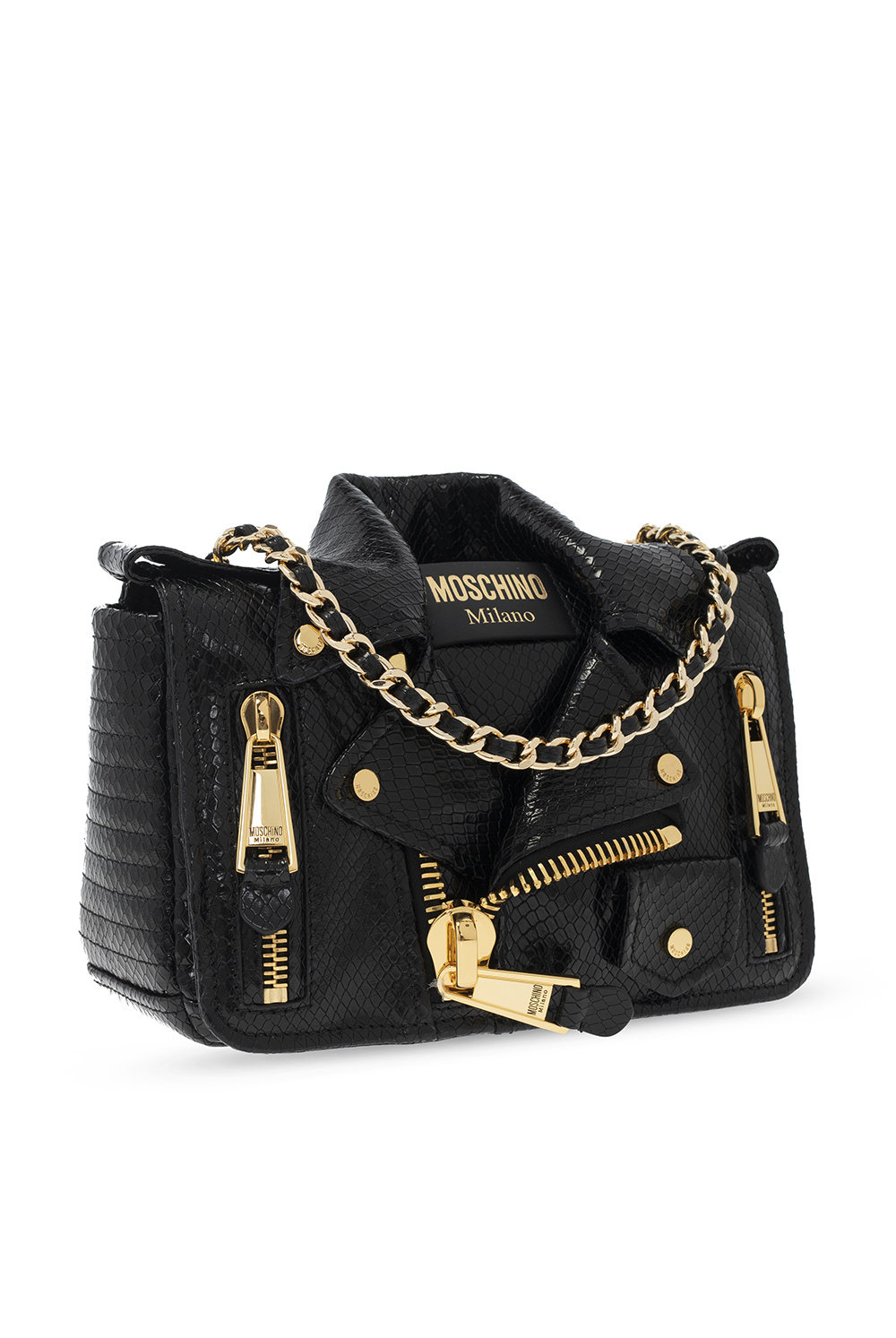 Moschino Shoulder bag with biker jacket motif