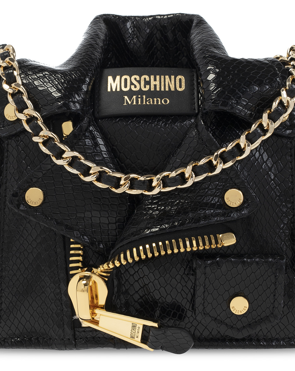 Moschino Shoulder bag with biker jacket motif