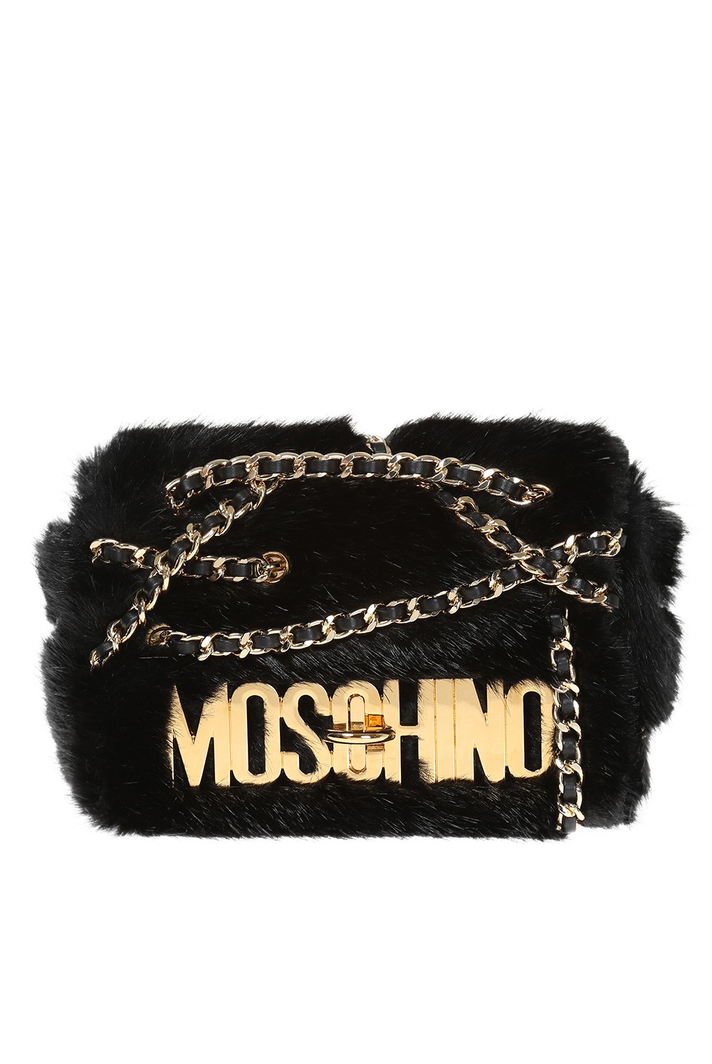 Fur shoulder bag with chains Moschino 