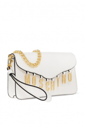 Moschino The Pouch Small Leather Clutch Bag Womens White